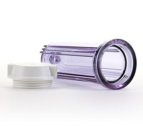 Hydronix HF2-10CLWH38, 10" Clear Housing with White Flat Cap for RO & Filtration Systems, 3/8" Ports