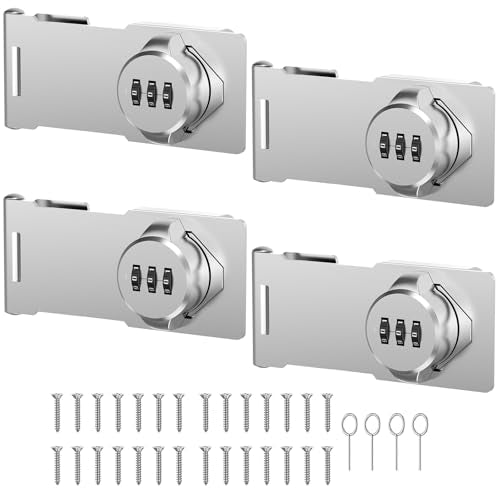 Cabinet Locks with Combination, Hasp Locks, 4 Packs Silver - color: 4 Packs Silver