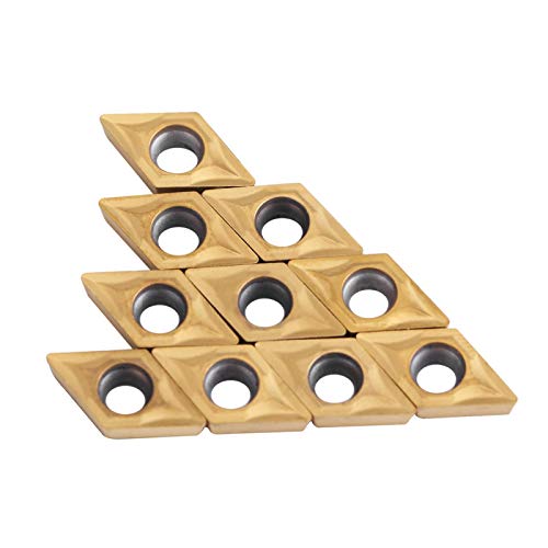 10pcs Golden CNC Carbide Inserts Kit Milling Inserts Turning Tools with Storge Box CCMT060204-HM YBC251 for Turning Lathe Machine