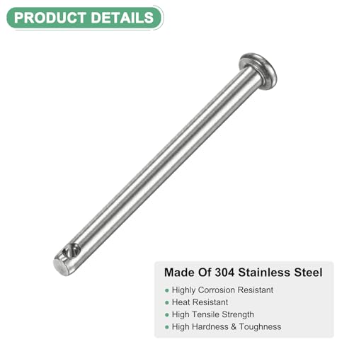 M METERXITY 20-Pack Single Hole Clevis Pins, M4 x 50mm 304 Stainless Steel Flat Head Clevis Pins for Mechanical Linkage/Fixed Parts/Ship Rigging, Link Hinge Pin Reusable - size: M4x50mm