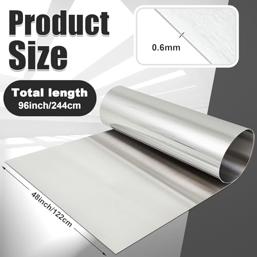 MorningRo 430 Stainless Steel Sheet Metal 48 x 96 Inches 24GA Metal Plates Panel #4 Brushed Finish Magnetic Mount Board Wall Food Truck Restaurant Kitchen Floor Trailer Garage Gym(1 Pack) - size: 48 x 96 Inches