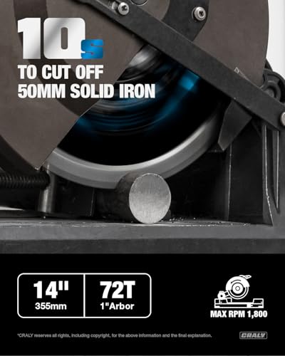 CRALY 14 Inch 72 Teeth Steel and Ferrous Metal Cutting Circular Saw Blade, 1 Inch Arbor, Thin Kerf, Professional Carbide Tipped Blade for Angle Iron, Threaded Rod, EMT Conduit(C1472MC) - size: 14" 72T