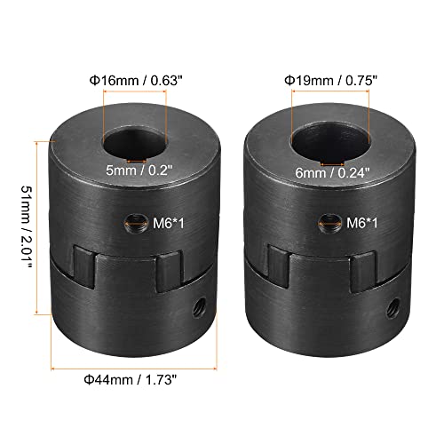 MECCANIXITY Flexible Coupling Shaft 16mm to 19mm 51mm x 44mm Motor Coupler Joint