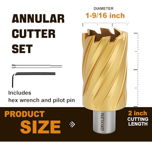 1-9/16"x2 HSS Annular Cutter,Diameter 1-9/16",Cutting Depth 2" - size: 1-9/16x2"