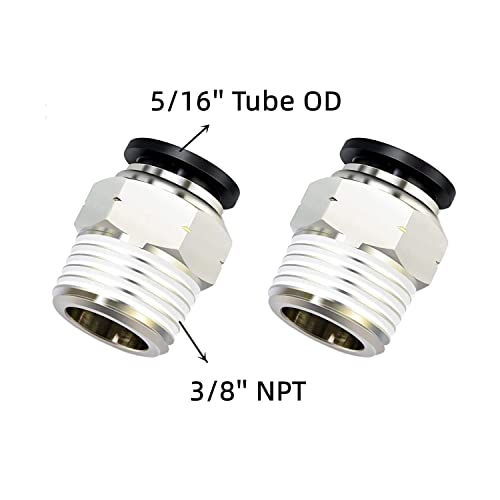PNEUMATIC Push to Connect Fitting 5/16 Inch Tube OD x 3/8 Inch NPT Thread Male Straight Connector Air Fittings Black PC5/16-N3(Pack of 10) - color: Black, size: 0.313" OD x 0.375" MNPT