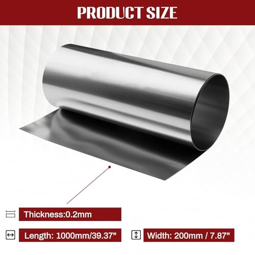 304 Stainless Steel Foil Roll, 0.2mm x 200mm x 1M Stainless Steel Sheet, Metal Foil for Crafts, Electronic Equipment, Industry Machinery, Hardware - size: 0.2mm x 200mm x 1M