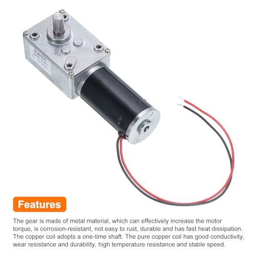 MECCANIXITY DC 12V High Torque Turbine Worm Geared Motor with 8mm Shaft 3RPM Geared Motor with Wire for Electric Fireplace - style: 3 RPM