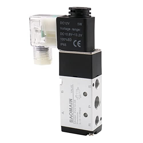 BAOMAIN 4V210-08 12V DC 5 Way 2 Position Pneumatic Solenoid Valve - style: Single Valve