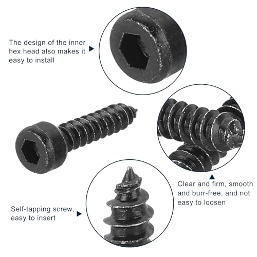 uxcell M4 Hex Socket Head Cap Self-Tapping Screw, 50Pcs M4x18mm 304 Stainless Steel, Hexagon Socket Head Tapping Screws, Hex Drive, Self Tapping Point - Black - size: M4x18mm