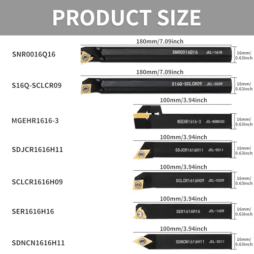 5/8" 16mm Indexable Lathe Turning Tool 21Pcs Kit for Turning - color: 7pcs 5/8" 16mm Shank +14pcs Inserts