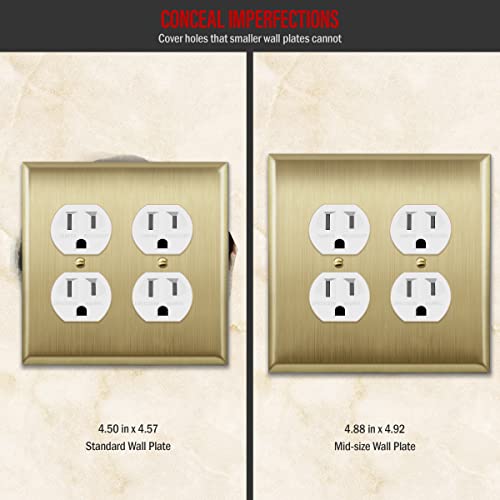 ENERLITES Dual Duplex Receptacle Metal Wall Plate, Mid-Size 2-Gang - color: Brushed Brass, size: Midsize