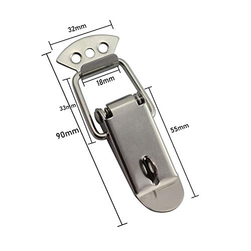 Tegg 2-Pack Spring Loaded Latch Catch Toggle Stainless Steel Safety Security Hardware Fitting Duckbill Tensionlock Hasp for Cabinet Boxes Suitcase 74mm - size: 74mm