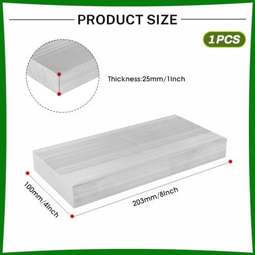6061 Aluminum Flat Bar, 1" Thickness X 4" Width X 8" Length Aluminum Flat Plate, Solid Aluminum Bar for Crafting, Industrial Building - size: 1" X 4" X 8"