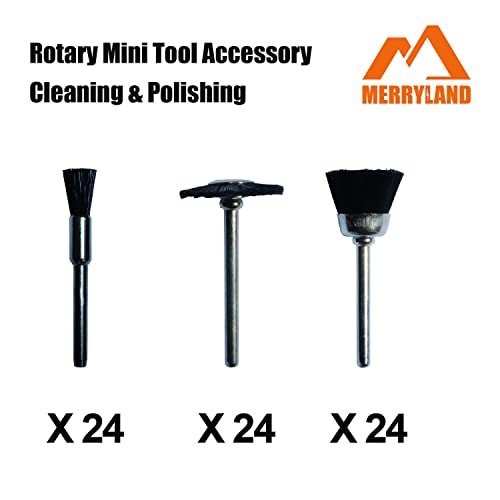 Merryland 72 Pack Nylon Brush for Dremel Mini Brush - size: Mixed Brush