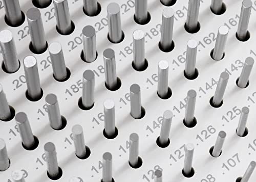 Accusize Industrial Tools 0.061'' to 0.250'' Minus Class Zz Pin Gauge Set, 2'' Overall Length, 190 Pcs/Set, M1(-) - size: 0.061"-0.250", w/o Aluminum Case
