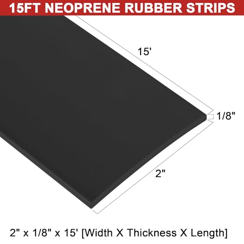 Adhesive Rubber Strips 2" Widex1/8 Thick x15' Long Neoprene Rubber Sheets, Rolls & Strips with Adhesive Backing Rubber Pads Self Stick Seal Rubber Gasket Adhesive Back for Matting Padding - size: 2" Widex1/8"Thick x15' Long