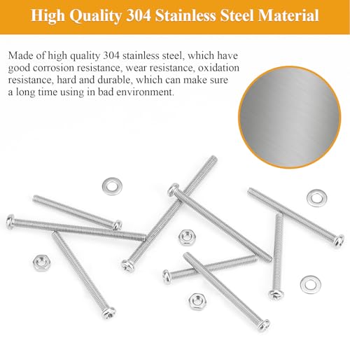 305 Pieces M3 x 30/35/40/45/50mm Machine Screws Nuts Washers Set, Sutemribor M3 Long Screws, M3 Phillips Pan Head Machine Screws Nuts Washers Assortment Kit, 304 Stainless Steel, Fully Threaded - size: M3 Long Screws Kit, style: Phillips Pan Head