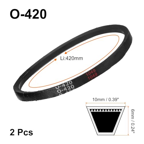 uxcell 2Pcs O-420 O Type V-Belt 420mm/16.5" Inner Length x 0.39" Width x 0.24" Height, O-Type Closed-Loop Rubber Transmission Belt - size: O-420