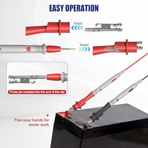Multimeter Test Leads 100V 20A, Ultra-Sharp Gold-Plated Test Probes