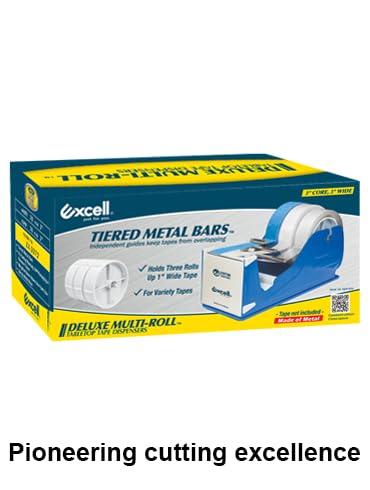 by Excell Deluxe Triple Extra Wide Metal Multi-Roll Desktop Tape Dispenser