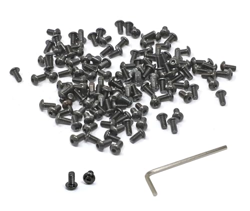 iexcell 100 Pcs M2.5 x 5mm Thread Pitch 0.45 mm Alloy Steel 10.9 Grade Hex Socket Button Head Cap Screws Bolts Kit, Black Oxide Finish - size: M2.5 x 5mm