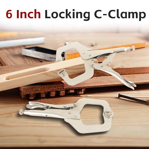 findmall 5Pcs 6 Inch Locking C Clamps with Swivel Pads Heavy Duty C-Type Locking Plier Table and Tool Vise Grip for Shop Home Farm and Automotive DIY Woodworking Welding Cabinetry Pocket Hole Joinery - size: 6 in