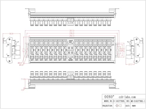 AC Power Distribution Module, Rocker Switch, Fused, Pluggable Top Wiring Terminal Block, DIN Rail and Screw Mount (16 Channel) - style: 16 Channel
