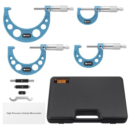Neoteck 0-4"/0.0001" 4PCS Outside Micrometer Set Hardened Steel Micrometer - size: 0-4"-4Pcs