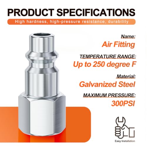GASHER 5PCS 1/4" FNPT x 1/4" Flow 304 Stainless Steel Industrial Air Plug - size: 1/4" FNPTx1/4" Flow