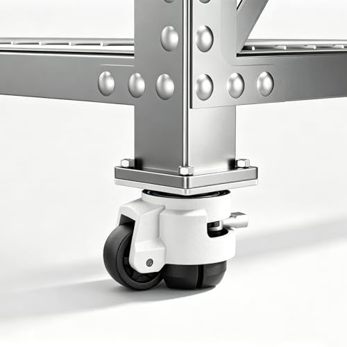 Leveling Casters, Workbench Heavy Duty Casters Set of 4, Upgraded Handle Design Retractable, 360 Degree Swivel Industrial Adjustable Retractable Castor Wheels (60F, 2200 Lbs Capacity, White) - style: 60F-2200LBS-White