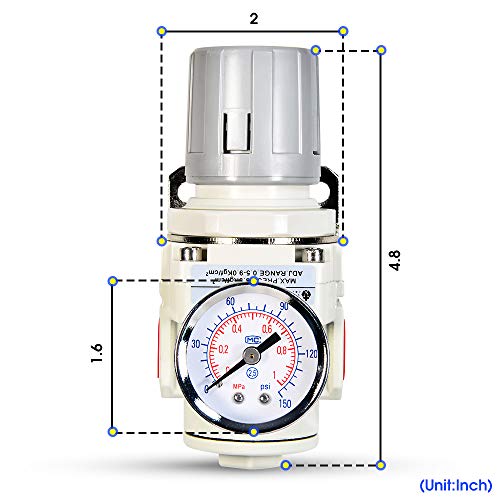 TAILONZ PNEUMATIC 1/2 Inch NPT Air-Compressor Accessories Pressure Regulator for Compressed Air Systems AR4000-04 - size: 1/2" NPT