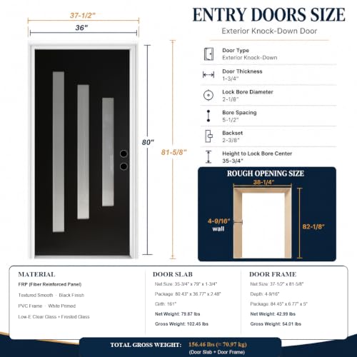 36 x 80 Front Door, Upgraded Fiber-Reinforced Panel, Left Hand Inswing - size: Inswing Left