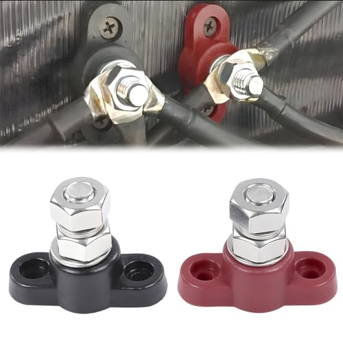 Osilly 2PCS 12V/24V Battery Junction Post Blocks, 1/4 Inch - size: 1/4"