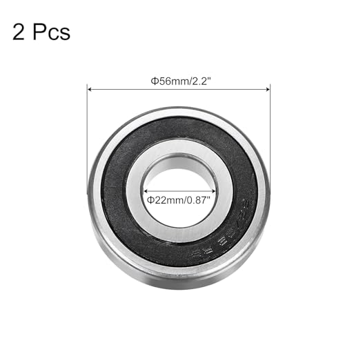 uxcell 63/22-2RS Deep Groove Ball Bearing, 2pcs 22mm x 56mm x 16mm Hign Carbon Chrome Steel Z1 Double Rubber Sealed Bearing - size: 22mm x 56mm x 16mm