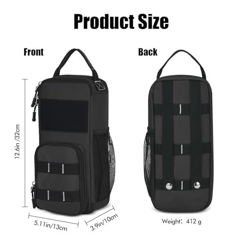 12.6" Heavy Duty Small Tool Bag Pouch for Men with Multiple Pockets,Black - color: Black