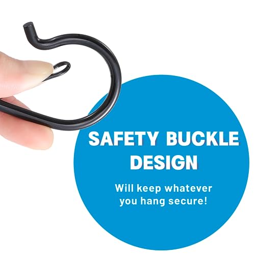 FSAH 36 PCS Q-Hanger Hooks with Safety Buckle, Windproof Screw Hooks - color: Black, size: 36 Pcs