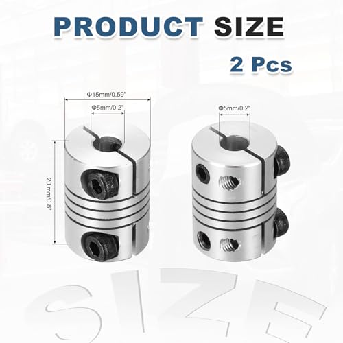 MECCANIXITY 2 Pcs 5 to 5mm Flexible Shaft Coupling 20mm L 15mm Dia - size: 5 to 5mm