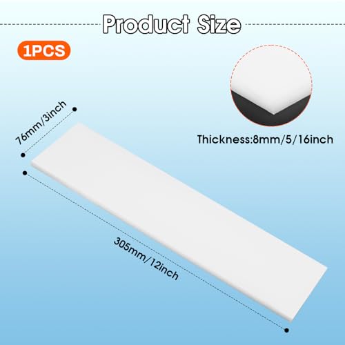 Hdpe Sheet 5/16 Inch Thick, 3" x 12" High Density Polyethylene Board, Thick Plastic Sheet for Craft, Plastic Cutting Board, Heavy Duty Industry - size: 3" X 12", style: 5/16" Thick