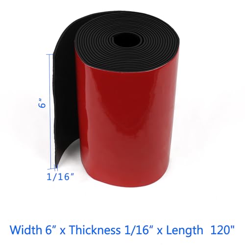 HooTown Adhesive Solid Rubber Strips, Self Neoprene Rubber Sheets Rolls Red - color: 1/16" Thick Adhesive, size: 6” W x 120" L