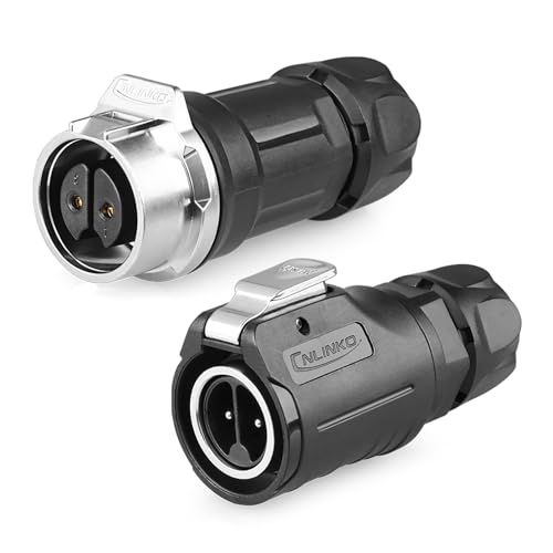 CNLINKO LP-16 2 PIN Industrial Waterproof Connector, IP68 Circular Connector, PBT Plastic Shell Quick Plug Aviation Connector M16 Male Plug and Female Plug (2 Pin) - style: 2 Pin