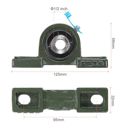 uxcell 2pcs UCP201-8 Pillow Block Bearings 1/2 inch Bore Self Alignment, Solid Cast Iron Base Mounted Chrome Steel Bearings - size: UCP201-8