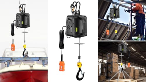 3-in-1 Electric Hoist with Remotes, 2200lb Capacity Portable Power Winch Crane 110V, 25ft Lifting Height (Black, 3-IN-1-2200LBS) - color: Black