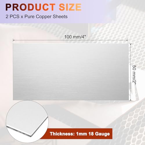 uxcell 2Pcs 304 Stainless Steel Sheet Plate, 4" x 2", 18 Gauge (1mm) Thickness, Stainless Steel Plate with Gloves for Crafting, Modelers, Jewelry, Repairs, Electrical Repairs (Silver) - size: 100 x 50 x 1mm