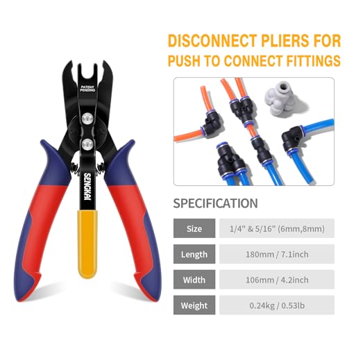 Air Line Removal Tool with 8Pcs Male Elbow Push to Connect Fittings