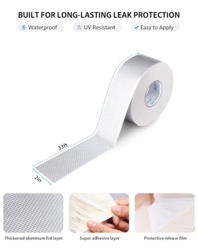Waterproof Roof Sealant Butyl Tape 2in x 33ft RV Roof Tape - size: 2 in x 33 ft (W x L)