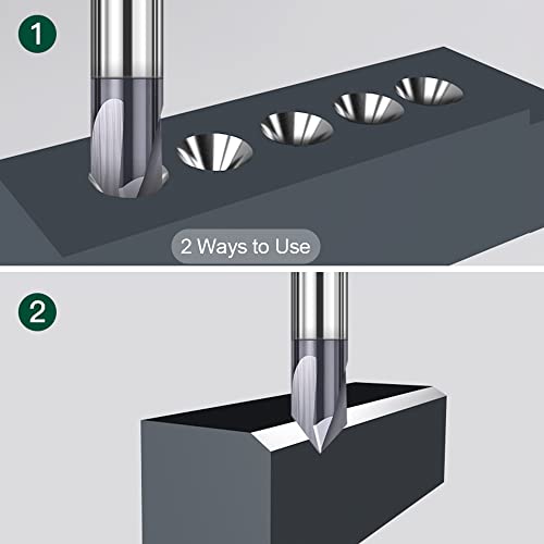 4Pcs Carbide Chamfer End Mill V Groove Router Bit 60 Degree and 90 Degree - size: 5/32" & 1/4", 60 & 90 Degree