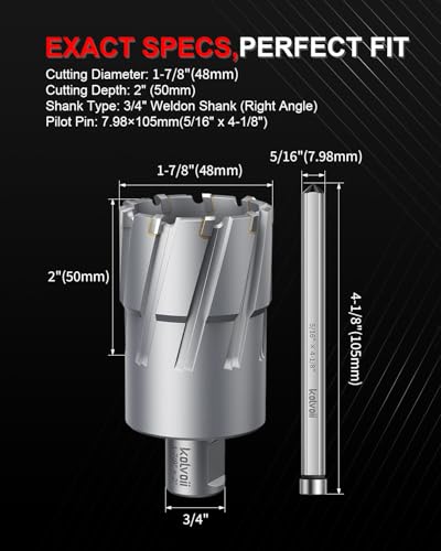 Kolvoii TCT Annular Cutter 1‑7/8" Diameter x 2" Depth, Mag Drill Bit - size: 1-7/8" x 2"