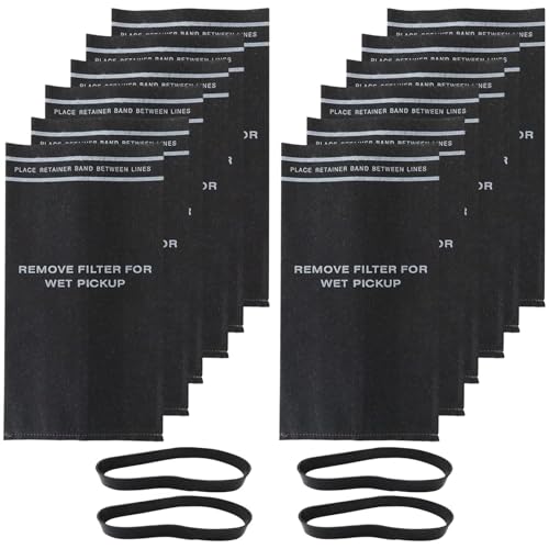 Specialized 12 Pcs CMXZVBE38737 38737 9-38737 Dust Filter Bags Replacement for Craftsman 2 to 2.5 Gallon Wet/Dry Vacuums CMXEVBE17250, 9-17611, 9-12001, 113.177135, 9-17713, with 4 Retaining Bands