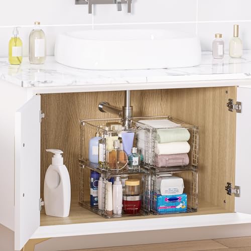 Vtopmart 4 Pack Large Stackable Storage Drawers, Clear - color: Clear( 4 Pack), size: Large
