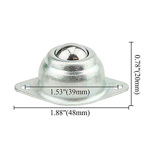 TOVOT 4PCS 5/8" Steel Ball Bearing Flange Mounted Transfer Bearing CY-15A Roller Balls Bearing Rollers Two Hole Mounted Load 44lbs